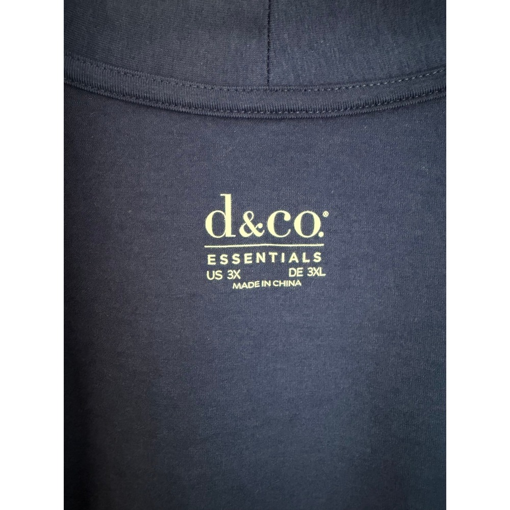 D&Co Essentials Women 3X Blue Open Front Cardigan 3/4 Sleeve Jersey Knit Cotton - Picture 2 of 11